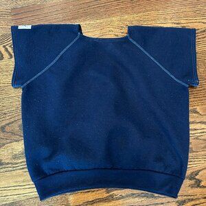 Vintage Adidas Trefoil Short Sleeve Navy Blue Sweatshirt ~ Women's Size Small